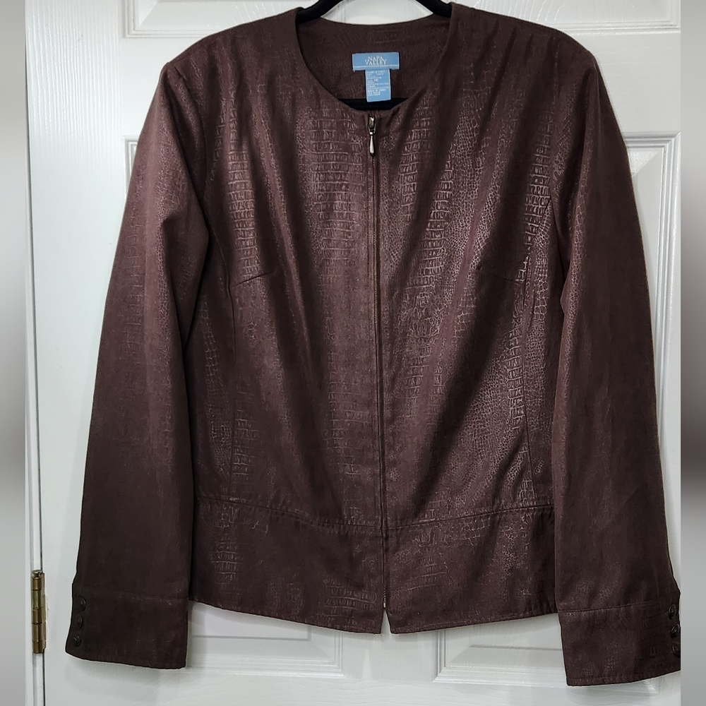 Napa Valley brown snake textured print women's jacket size 16